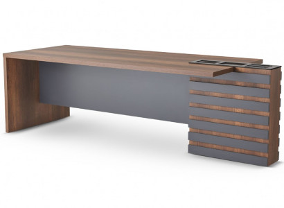 Bürotisch Braun Grau Zweifarbig Modern Design Arbeitszimmer Rechteckig