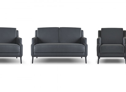 Arbeitszimmer-Set 4tlg 2x S-Sitzer 2x Sessel Dunkelgrau Einfarbig Modern