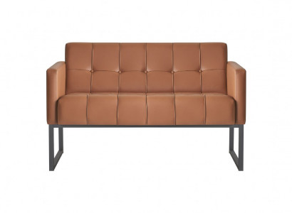 Sofa 2-Sitzer Braun Einfarbig Modern Design Arbeitszimmer Wohnzimmer