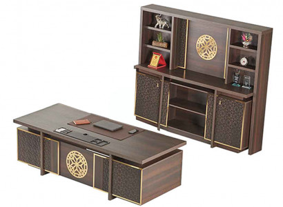 Arbeitszimmer Set 3tlg Bürotisch Sideboard Bücherregal Braun Einfarbig