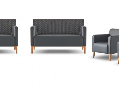 Arbeitszimmer-Set 4tlg 2x S-Sitzer 2x Sessel Schwarz Einfarbig Modern