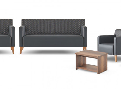 Arbeitszimmer-Set 5tlg Schwarz 3-Sitzer 2-Sitzer 2x Sessel Couchtisch