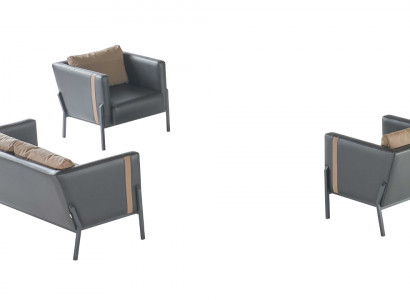 Arbeitszimmer Sitzmöbel Luxuriöser Kunstleder 2-Sitzer 2x Ledersessel