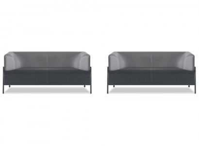 Ledersofa Schwarz Modern Sitzmöbel 4tlg Garmitur Edelstahl Büro Armlehnen