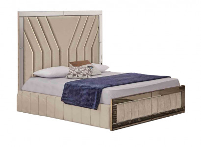 Beiges Schlafzimmer Bett Designer Doppelbett Luxuriöser Bettrahmen Bett