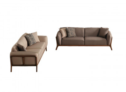 Stilvolle Beige Dreisitzer Garnitur Wohnzimmer Polstercouchen Sitzmöbel