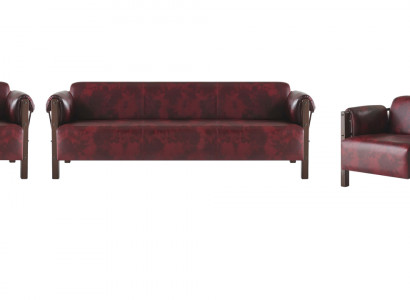 Sofa-Set Couch 3-Sitzer 2-Sitzer Sessel Bordeaux Ledersofas Komplett