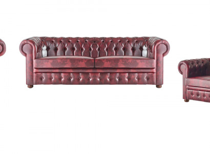 Sofagarnitur Set Couch Chesterfield 3-Sitzer 2-Sitzer Sessel Bordeaux Set 4tlg.