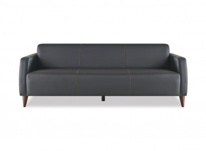 Ledersofa 3-Sitzer Sofa Schwarz Leder Holz Modern Vielseitig Weiche