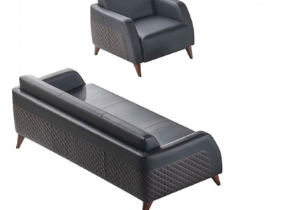 Ledersofas Set 3-Sitzer Sessel Schwarz Couch Modern Sofa-Set Sitzmöbel Ledersofas Set 3-Sitzer Sessel Schwarz Couch Modern Sofa-Set Sitzmöbel