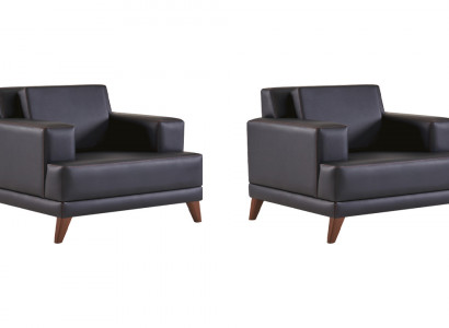 Lehnsessel Leder Sessel Schwarz Modern Polster Kissen 1-Sitzer Holz Lehnsessel Leder Sessel Schwarz Modern Polster Kissen 1-Sitzer Holz