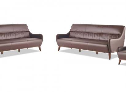 Sitzmöbel 3-Sitzer Sessel Braun Ledersofas Couch Lehnsessel Klassisch