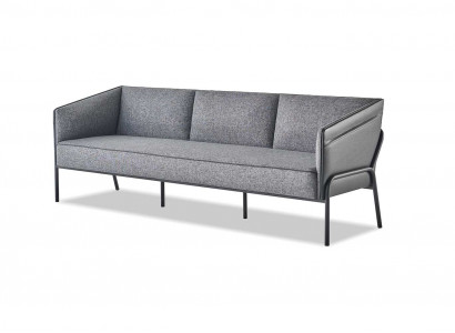 Ledersofa 3-Sitzer Grau Couch Modern Dreisitzig Textil Edelstahl Leder
