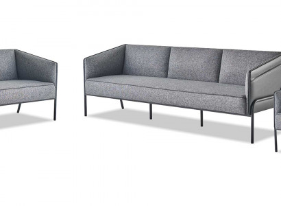 Sitzmöbel-Set 3-Sitzer 2-Sitzer Sessel Grau Lehnsessel Modern Sofa-Set