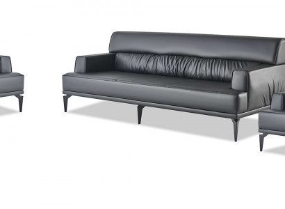 Sofagarnitur Couch Polster Möbel Büroeinrichtung Sitzer Schwarz Sofa-Set 4tlg.