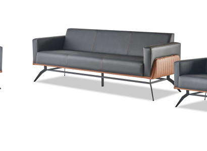 Ledersofas Schwarz Braun Sofa-Set 3-Sitzer 2-Sitzer Sessel Couch Komplett