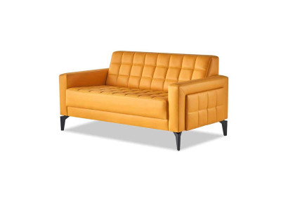 Couch Gelb 2-Sitzer Sofa Chesterfield Ledersofa Sitzmöbel Zweisitzig