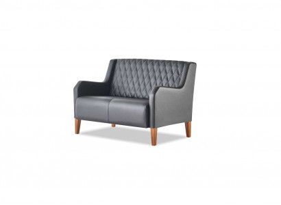 Sofa Schwarz 2-Sitzer Couch Leder Modern Zweisitzig Ledersofa Holz Weich