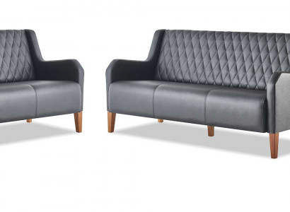 Sofagarnituren-Set 3-Sitzer Sessel Schwarz Leder Modern Holz Sofas Sofagarnituren-Set 3-Sitzer Sessel Schwarz Leder Modern Holz Sofas