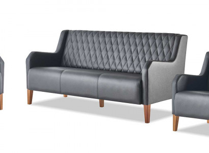 Sofa-Set Leder Modern 3-Sitzer 2-Sitzer Schwarz Sessel Ledesofas Couch