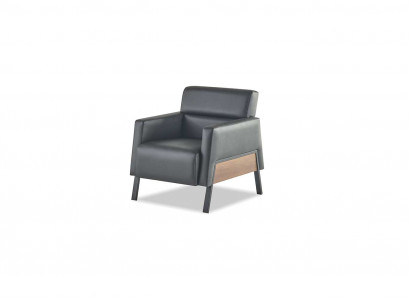 Sessel Schwarz Modern 1-Sitzer Arbeitszimmer Wohnzimmer Ledersessel Weich