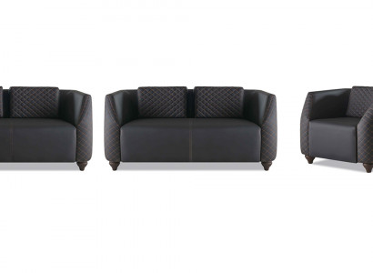 Sofagarnituren 3-Sitzer 2-Sitzer Sessel Schwarz Ledersofas Polster Couch