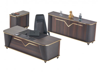 Komplett Arbeitszimmer-Set Bürotisch Bürostuhl Sideboard Kommode Holz