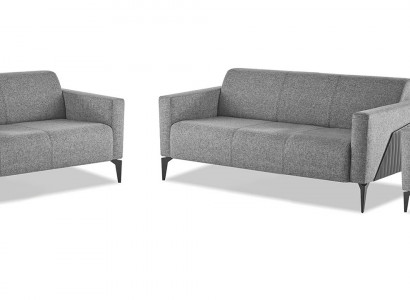 Modern Sofas Sofa-Set 3tlg 2x 3-Sitzer Sessel Grau Sofagarnitur Sitzmöbel