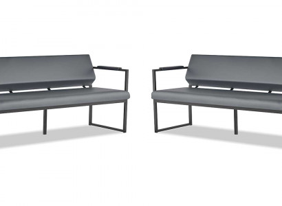 Ledersofas Set 3-Sitzer Schwarz Edelstahl Leder Modern Sofa-Set Couch Ledersofas Set 3-Sitzer Schwarz Edelstahl Leder Modern Sofa-Set Couch