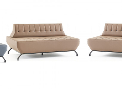 Sofagarnitur Deco Ledersofas Set Beige 2-Sitzer Grau Sessel Sofa-Set