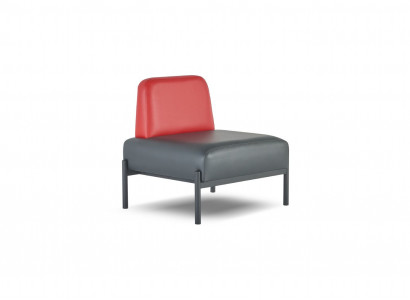 Schwarz Rot Ledersofa Flur Diele Art Deco Leder Sessel Edelstahl 1-Sitzer