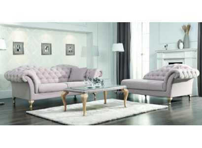 Chesterfield Sofagarnitur Sofa Polster Set Chaiselounge Klassischer Stil Couch