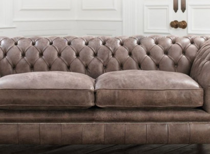 Chesterfield Sofa Couch Polster Garnitur 3 Sitzer Sitz Leder Textil 161013-24