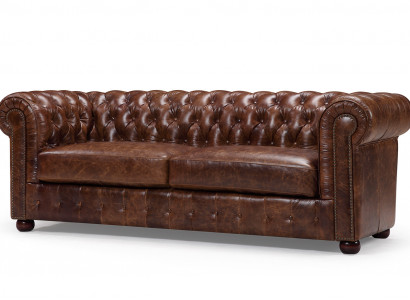 Chesterfield Sofa Couch Polster 3 Sitz Garnitur Leder Textil Sofas Neu