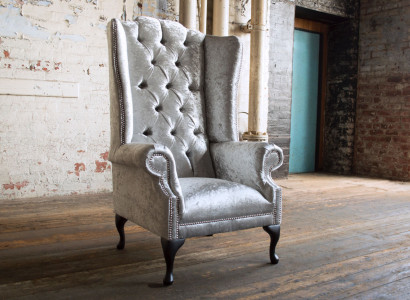 Ohrensessel Sessel Fernseh Design Polster Sofa Couch Chesterfield Textil 1082