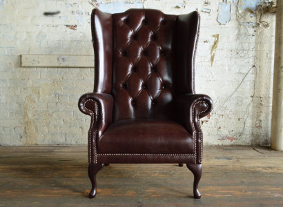 Ohrensessel Sessel Fernseh Design Polster Sofa Couch Chesterfield Leder Neu 348