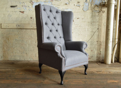 Ohrensessel Sessel Fernseh Design Polster Sofa Couch Chesterfield Textil Neu 364