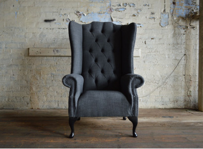 Ohrensessel Sessel Fernseh Design Polster Sofa Couch Chesterfield Textil Neu 344