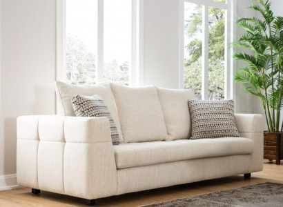 Luxus Modernes Sofa 3 Sitzer Polstersofa weiß Textill Sitz Design Couch Sofas