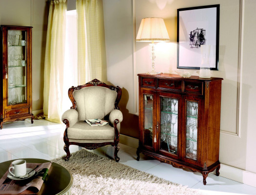 Möbel Stil Barock Holz Kommode Schrank Vitrine Möbel Luxus Sessel