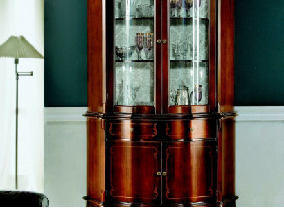 Italienische Luxus Holz Design Möbel Barock Stil Schrank Vitrine Braun Wohnzimmer Neu