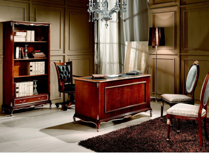 Klassische Büro Schreibtisch Schreibtische Tisch Holz Stuhl 2tlg Set Barock