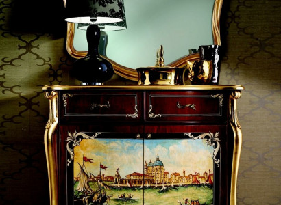 Italienische Kommode Anrichte Handmalerei Schrank Luxus Sideboard Italienische Holz