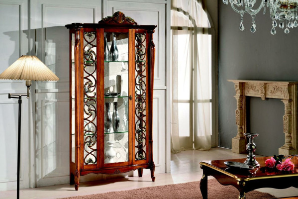 Klassische Vitrine Schrank Design Schränke Regale Glasschrank Italienische Möbel Neu