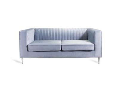 Sofa 2 Sitzer Grau Elegantes Modern Luxus Design Holz Möbel Polster Stoff Neu