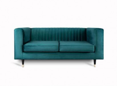 Sofa 2 Sitzer Grün Elegantes Modern Luxus Design Holz Möbel Polster Stoff Neu