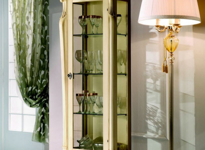 Klassische Möbel Italienische Möbel Holz Beige Vitrine Schicke Vitrineschrank Neu