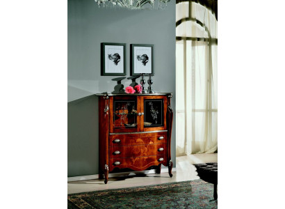 Luxuriös Möbel Holz Glas Stil Barock Schrank Kommode Schränke Designer