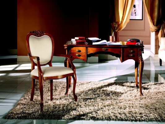  Holz Möbel Luxus Büro 2tlg Set Schreibtisch Sessel Italienische Luxus