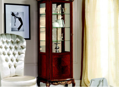 Klassische Möbel Holz Braun Vitrine Schicke Luxus Vitrineschrank Italienische Möbel